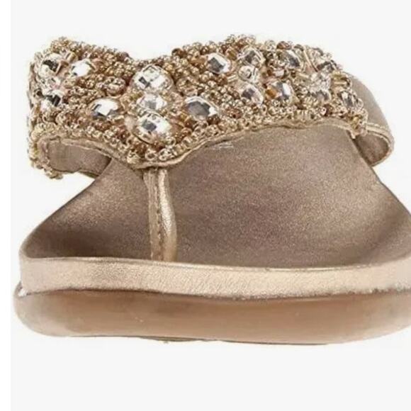 NEW Kenneth Cole Reaction Glam-Athon Faux Leather Thong Sandals Champagne 9.5 - Picture 4 of 5